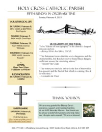 Bulletin for the Fifth Sunday in Ordinary Time