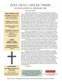 Bulletin for the Seventh Sunday in Ordinary Time