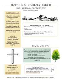 Bulletin for the Sixth Sunday in Ordinary Time