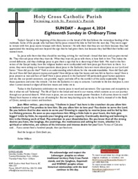 Bulletin for the Eighteenth Sunday in Ordinary Time