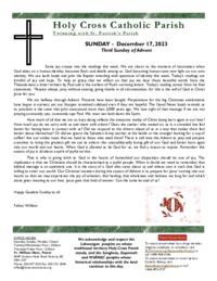 Parish Bulletin for the Third Sunday of Advent