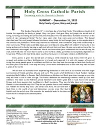 Bulletin for the Holy Family Jesus Mary and Joseph