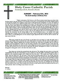 Bulletin for the Sixth Sunday of Ordinary Time