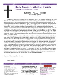 Bulletin for the First Sunday of Lent