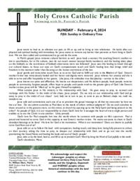 Bulletin for the Fifth Sunday in Ordinary Time