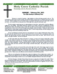 Bulletin for the Fifth Sunday in Ordinary Time