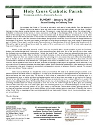 Parish Bulletin for the Second Sunday in Ordinary Time