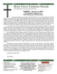 Parish Bulletin for the Third Sunday in Ordinary Time