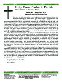 Bulletin for the sixteenth Sunday of Ordinary Time