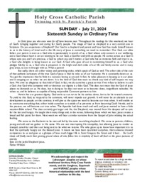 Bulletin for the Sixteenth Sunday in Ordinary Time