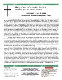 Bulletin for the Fourteenth Sunday in Ordinary Time