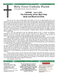 Bulletin for the Solemnity of the Most Holy Body and Blood of Christ