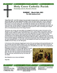 Bulletin for the Fifth Sunday in Lent