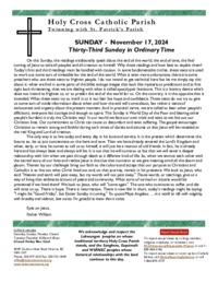 Bulletin for the Thirty-Third Sunday in Ordinary Time