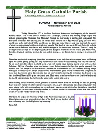 Bulletin for the First Sunday of Advent