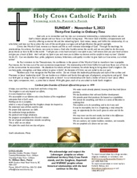 Bulletin for the 31st Sunday in Ordinary Time