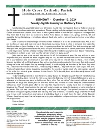 Bulletin for the Twenty-Eighth Sunday in Ordinary Time