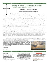 Parish Bulletin for the 28th Sunday in Ordinary Time