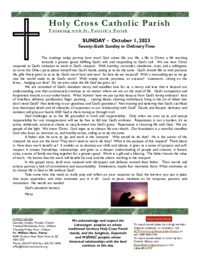 Bulletin for the 26th Sunday in Ordinary Time