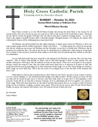 Bulletin for the 29th Sunday of Ordinary Time