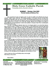 Bulletin for the Thirtieth Sunday of Ordinary Time