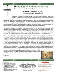 Bulletin for the 30th Sunday in Ordinary Time