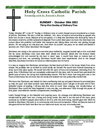 Bulletin for the Thirty-First Sunday of Ordinary Time