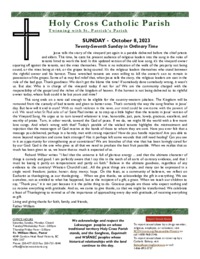 Bulletin for the 27th Sunday of Ordinary Time