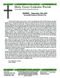 Bulletin for the Twenty-Fifth Sunday in Ordinary Time