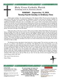 Parish Bulletin for the Twenty-Fourth Sunday in Ordinary Time