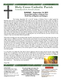Bulletin for the Twenty-Fifth Sunday of Ordinary Time