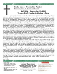 Parish Bulletin for the Twenty-Sixth Sunday in Ordinary Time